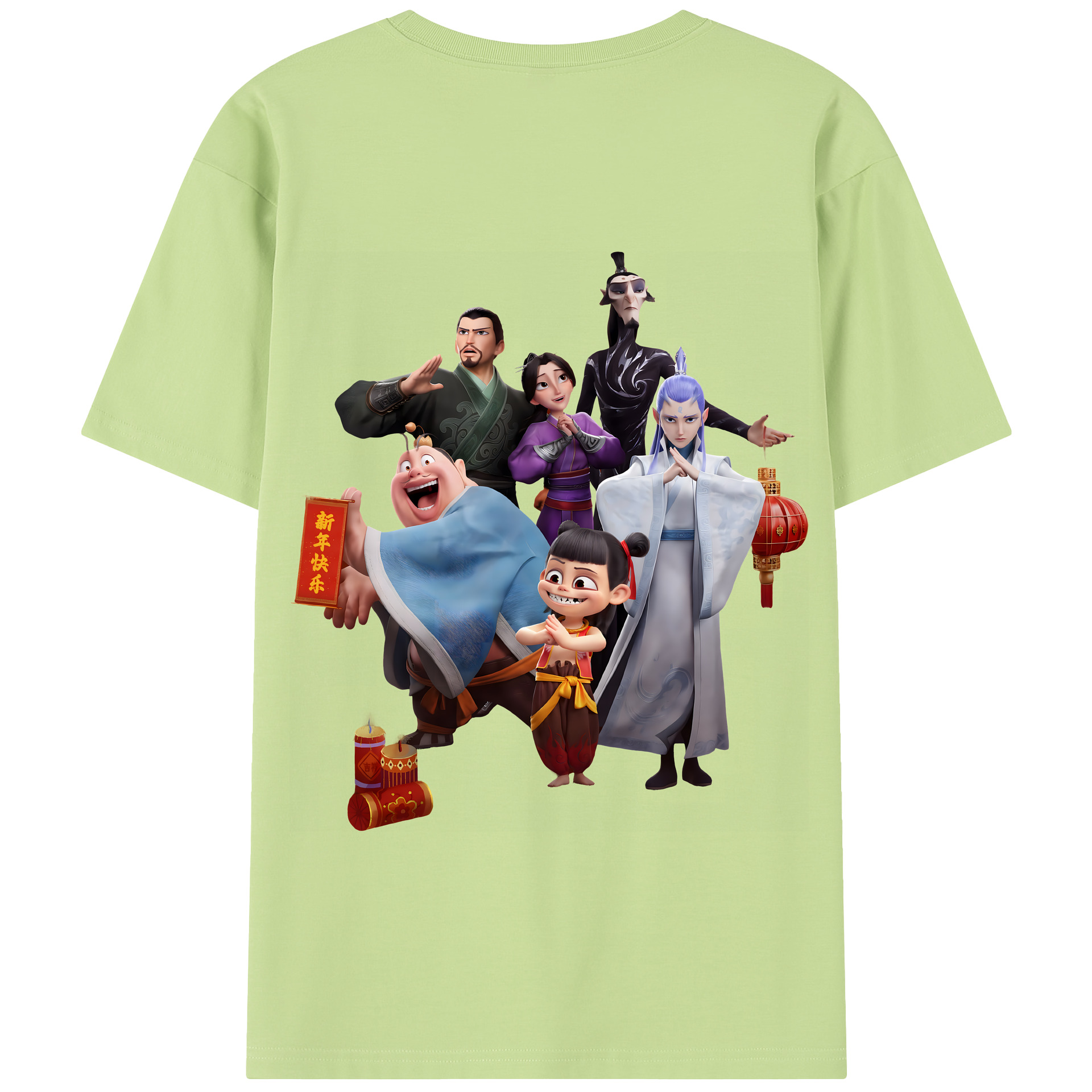 （画像用） Ne Zha 2 ナタ 魔童の大暴れ 綿100％半袖Tシャツ（背面プリント）